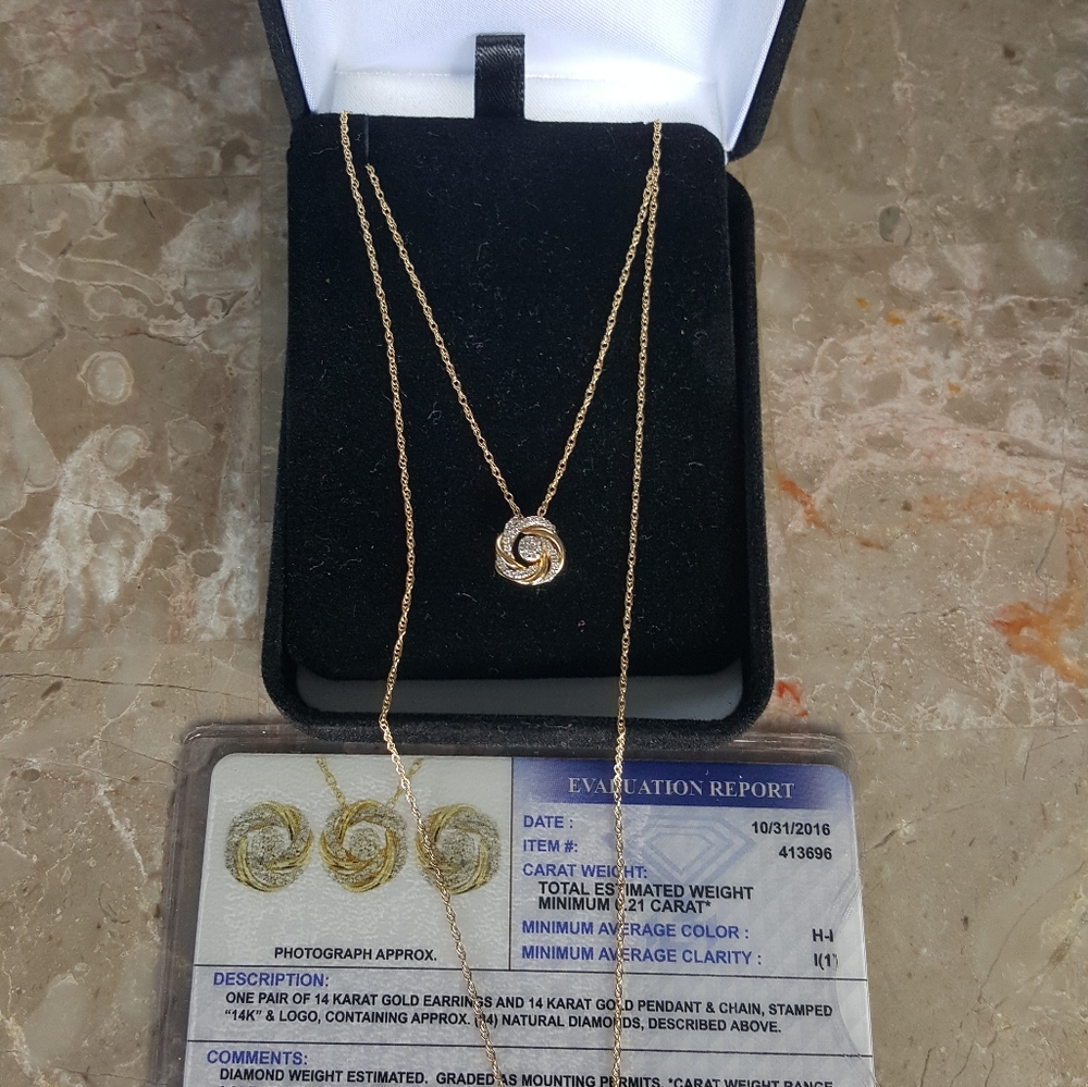 10 karat gold necklace with diamond cut charms